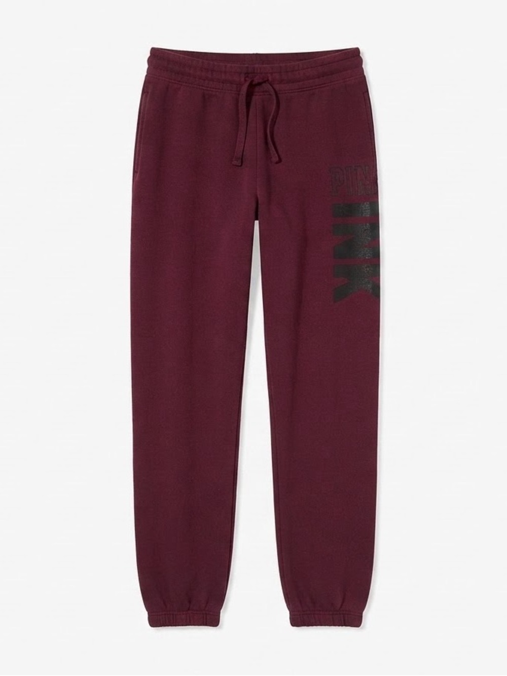 Victoria's Secret PINK Burgundy Fleece Sweatpants Drawstring Joggers (Size S)